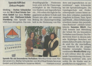 Spende hilft bei Zirkus-Projekt